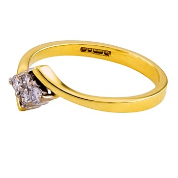 18ct gold diamond 0.15cts 4 stone Ring size M,